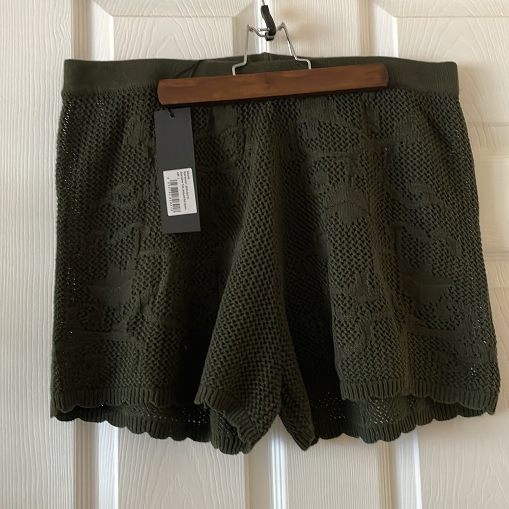 Disturbia tulip jacquard knit shorts olive army green gothic vampire - Picture 4 of 9